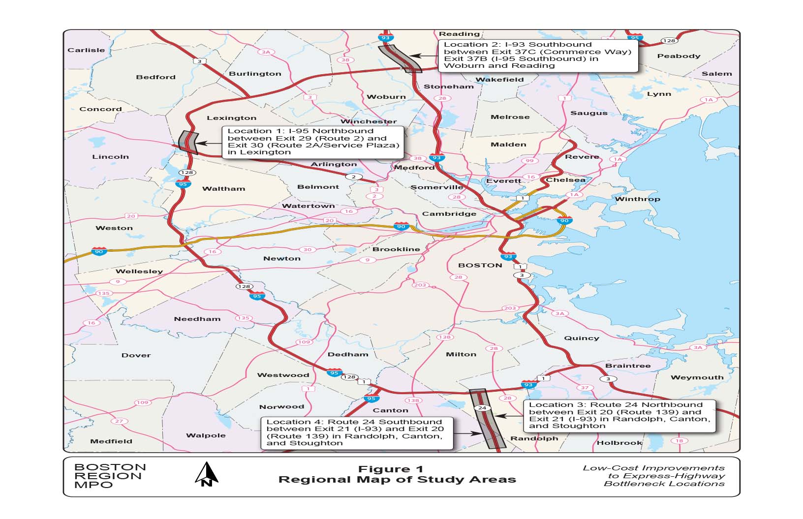 FIGURE 1. Regional Map of Study Areas
Figure 1 is a map of the four locations selected for the study.
